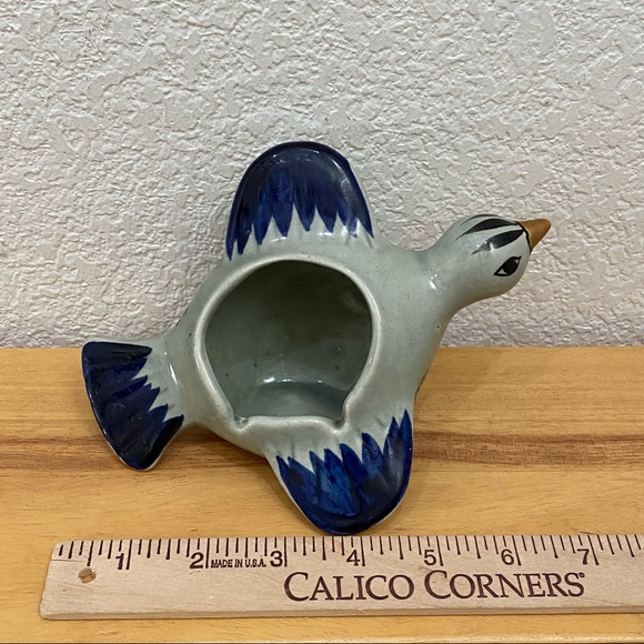 Vintage Noe Suro Mexican Pottery Folk Art Bird Hand-painted Ashtray - Picture 9 of 11